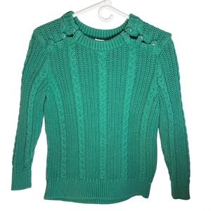 L.L. Bean Green Cable Knit Sweater